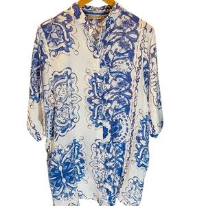 Sartoria Saracena for Star Clippers Blue and White Tunic Shirt Made in Italy